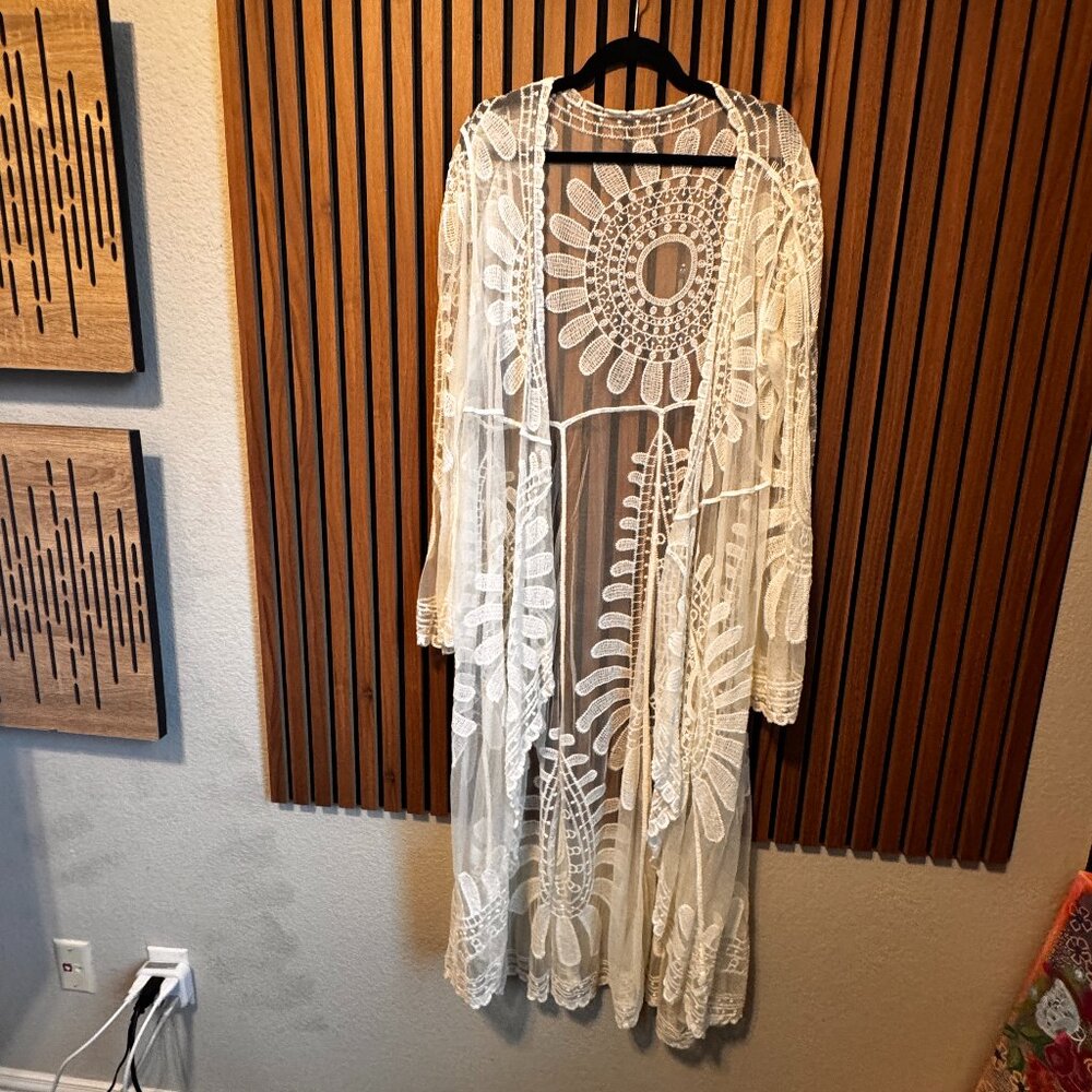 Long (Maxi) Lace Swimsuit Coverup by Cupshe. Gently worn